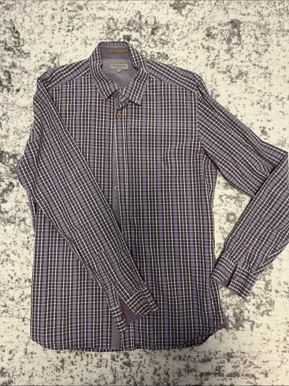 Ted Baker London Purple Plaid Long-Sleeve Dress Shirt